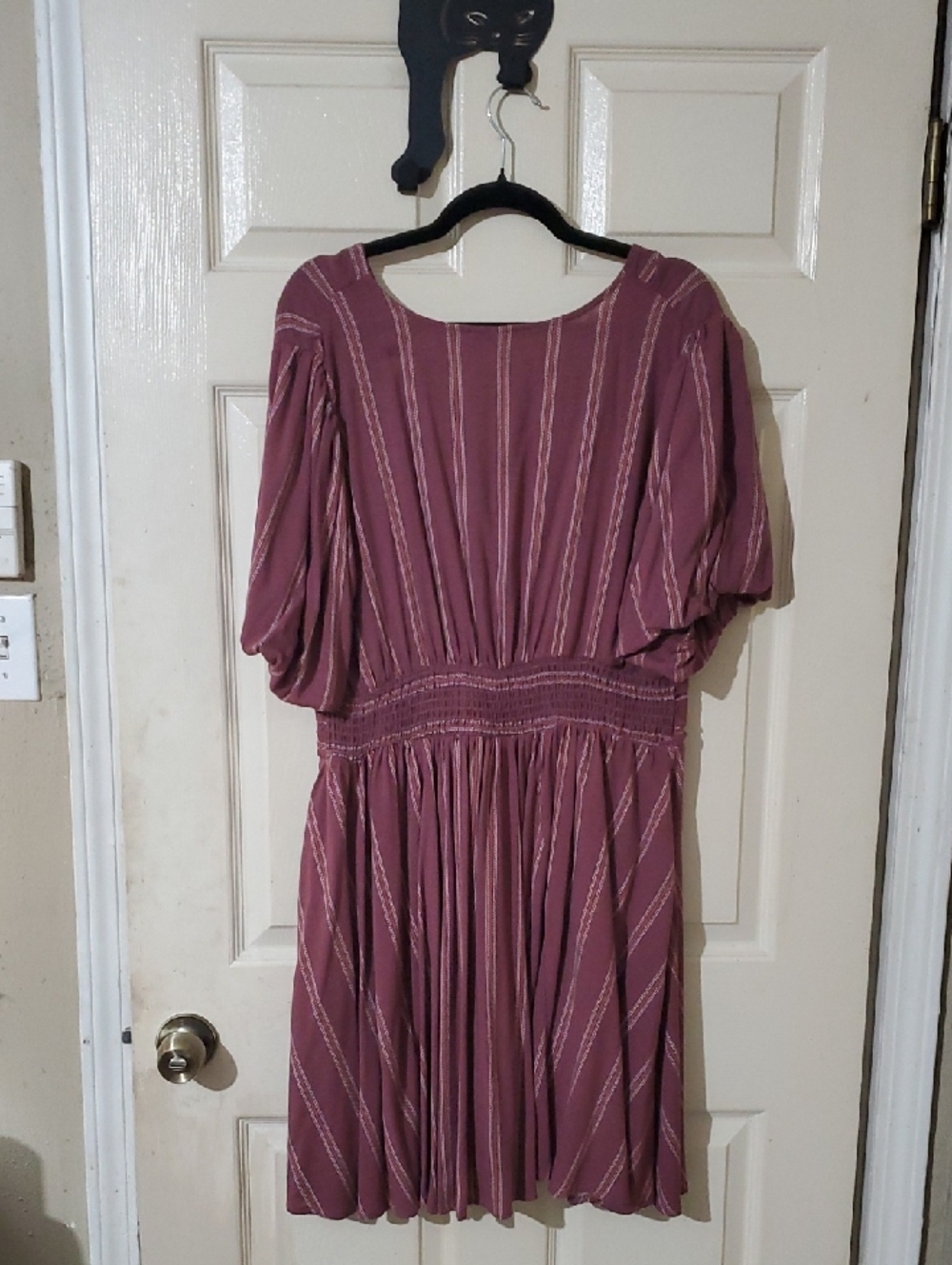 Torrid Bubble-Sleeve Button-Up Mini Dress Mauve-Lloyd Stripe Wild Ginger NWOT 1X - Picture 6 of 11